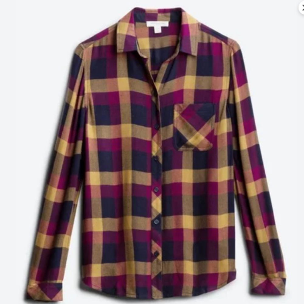 Oversized Plaid Flannel Shirt - Large - BeachLunchLounge